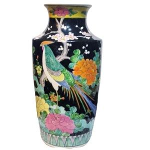 VINTAGE Boho Japanese Glazed Pottery Vase